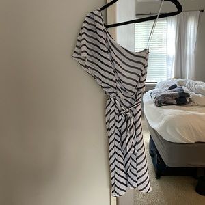 Express off the shoulder striped dress